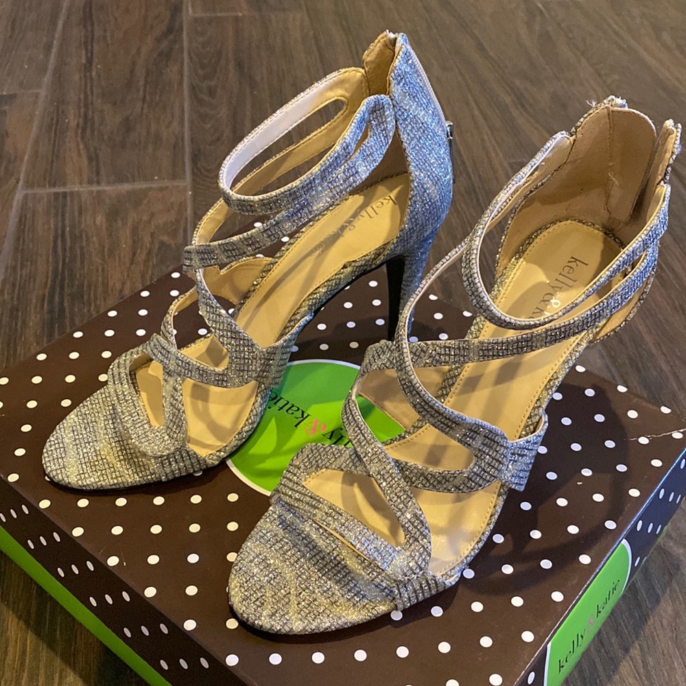 Kelly & Katie Silver Sparkle Claudia Formal Heels